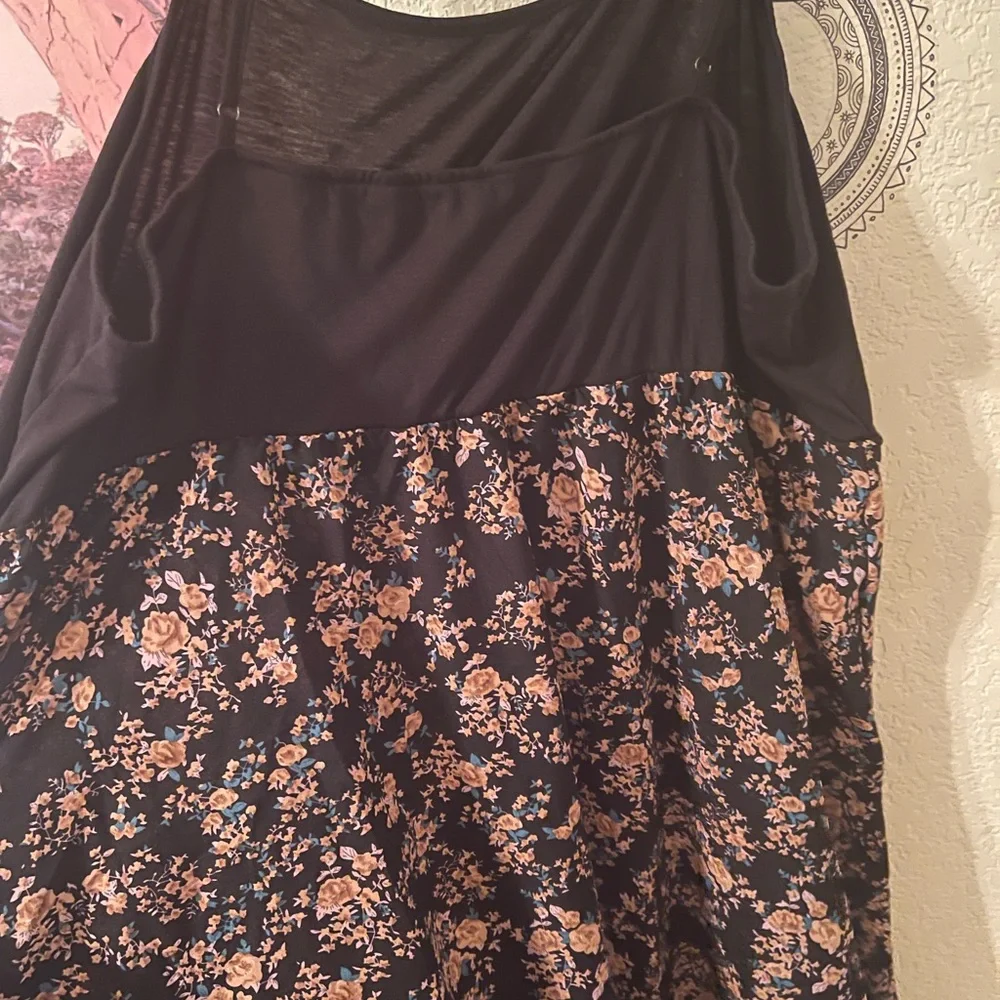 Plus Size Womens sleeveless black floral high low summer dress size 3X pre